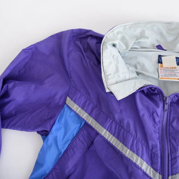 Vintage Banff Purple Gore-tex w Hidden Hood & Reflective Strips Windbreaker L - Picture 13 of 15